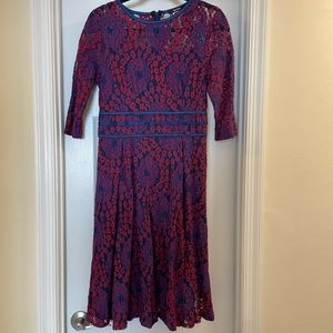 Miusol Lace Navy & Burgundy Dress, Size M